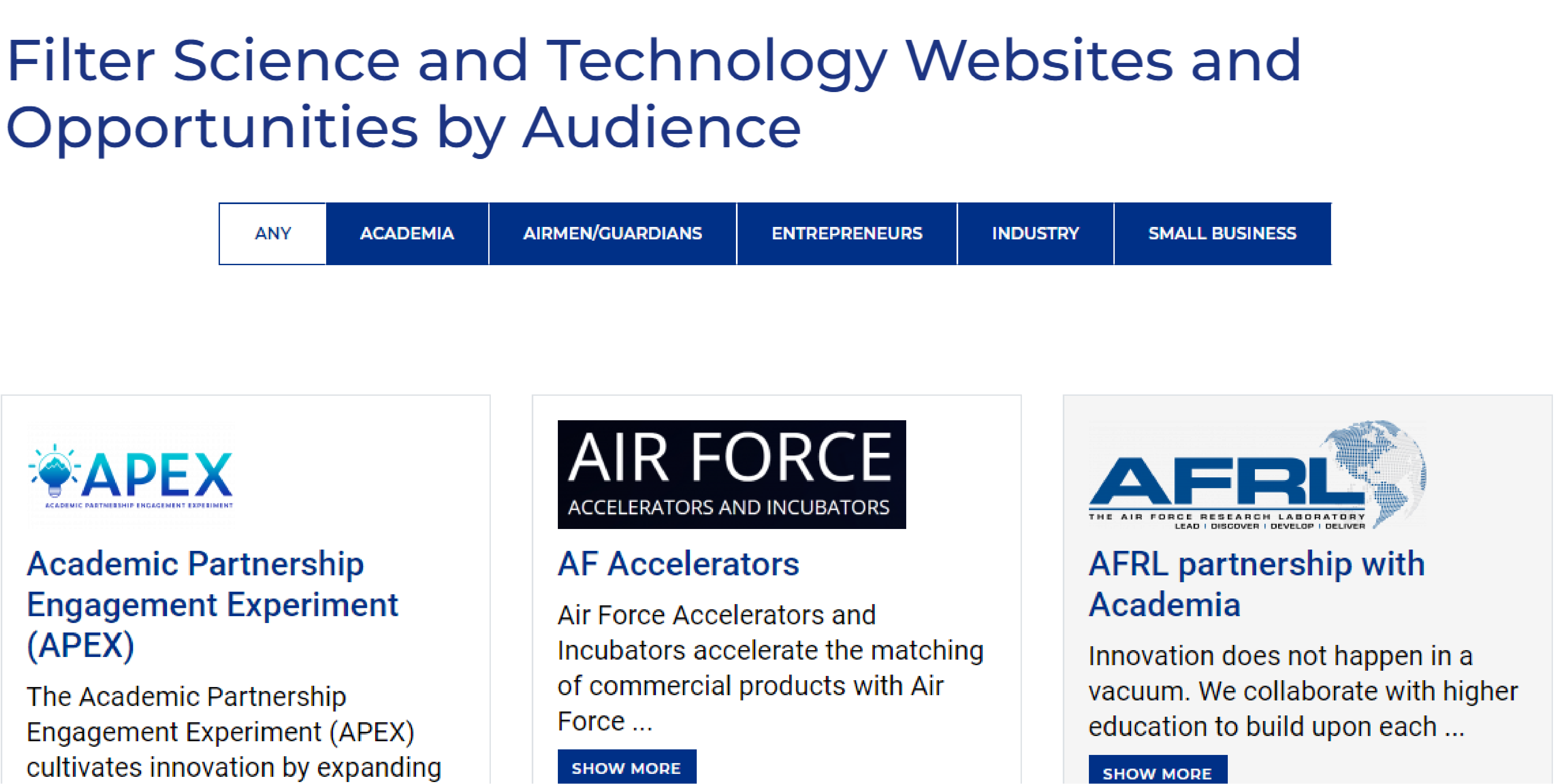 Websites filtering screenshot